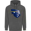 Curled Nauru Flag Nauruan Day Football Childrens Kids Hoodie Storm Grey