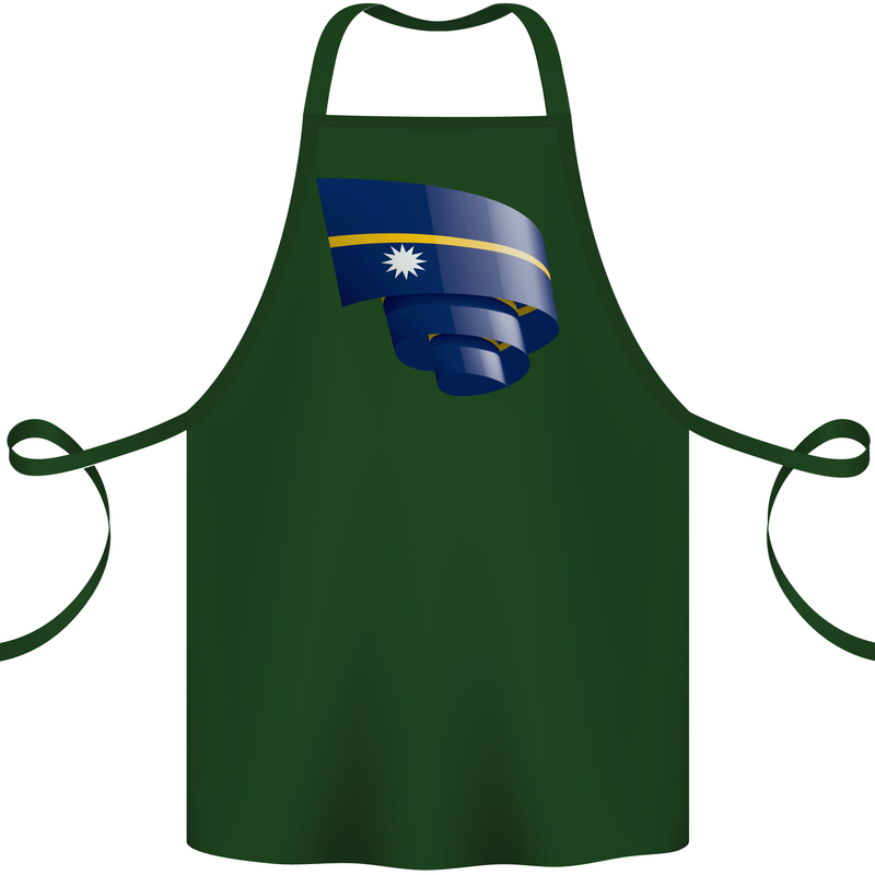 Curled Nauru Flag Nauruan Day Football Cotton Apron 100% Organic Forest Green