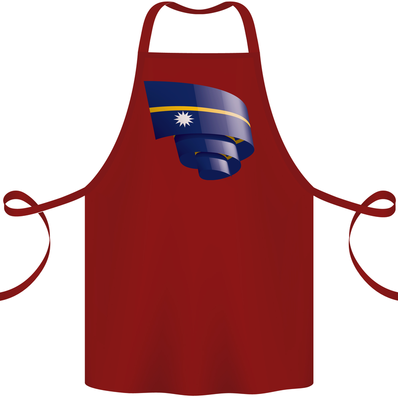 Curled Nauru Flag Nauruan Day Football Cotton Apron 100% Organic Maroon