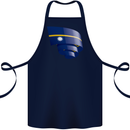 Curled Nauru Flag Nauruan Day Football Cotton Apron 100% Organic Navy Blue