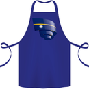Curled Nauru Flag Nauruan Day Football Cotton Apron 100% Organic Royal Blue