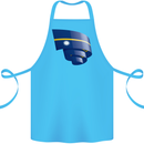 Curled Nauru Flag Nauruan Day Football Cotton Apron 100% Organic Turquoise