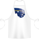 Curled Nauru Flag Nauruan Day Football Cotton Apron 100% Organic White