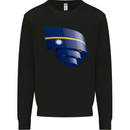 Curled Nauru Flag Nauruan Day Football Kids Sweatshirt Jumper Black