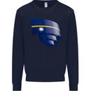 Curled Nauru Flag Nauruan Day Football Kids Sweatshirt Jumper Navy Blue