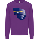 Curled Nauru Flag Nauruan Day Football Kids Sweatshirt Jumper Purple