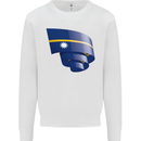 Curled Nauru Flag Nauruan Day Football Kids Sweatshirt Jumper White
