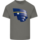 Curled Nauru Flag Nauruan Day Football Kids T-Shirt Childrens Charcoal