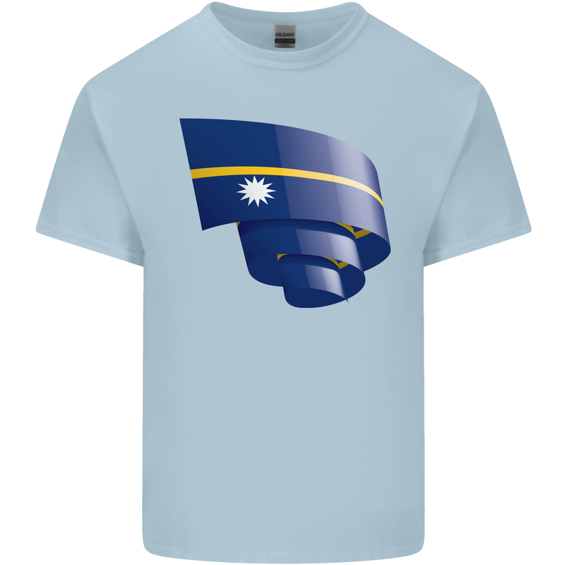Curled Nauru Flag Nauruan Day Football Kids T-Shirt Childrens Light Blue