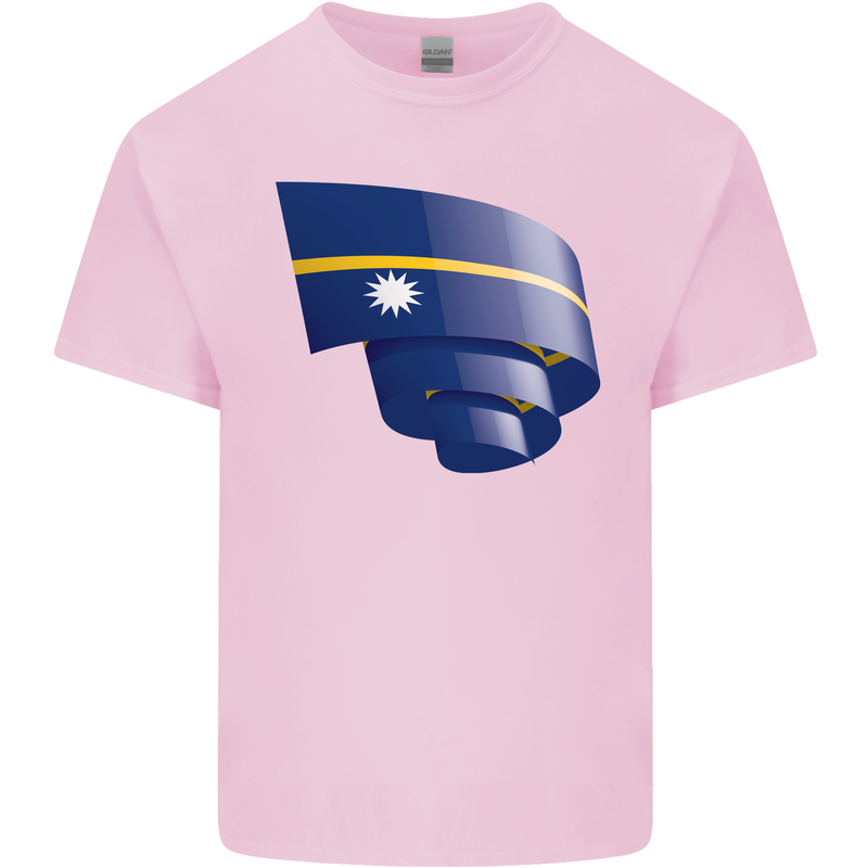 Curled Nauru Flag Nauruan Day Football Kids T-Shirt Childrens Light Pink
