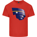 Curled Nauru Flag Nauruan Day Football Kids T-Shirt Childrens Red