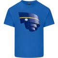Curled Nauru Flag Nauruan Day Football Kids T-Shirt Childrens Royal Blue