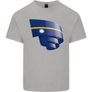 Curled Nauru Flag Nauruan Day Football Kids T-Shirt Childrens Sports Grey