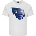 Curled Nauru Flag Nauruan Day Football Kids T-Shirt Childrens White