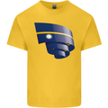 Curled Nauru Flag Nauruan Day Football Kids T-Shirt Childrens Yellow