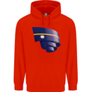Curled Nauru Flag Nauruan Day Football Mens 80% Cotton Hoodie Bright Red