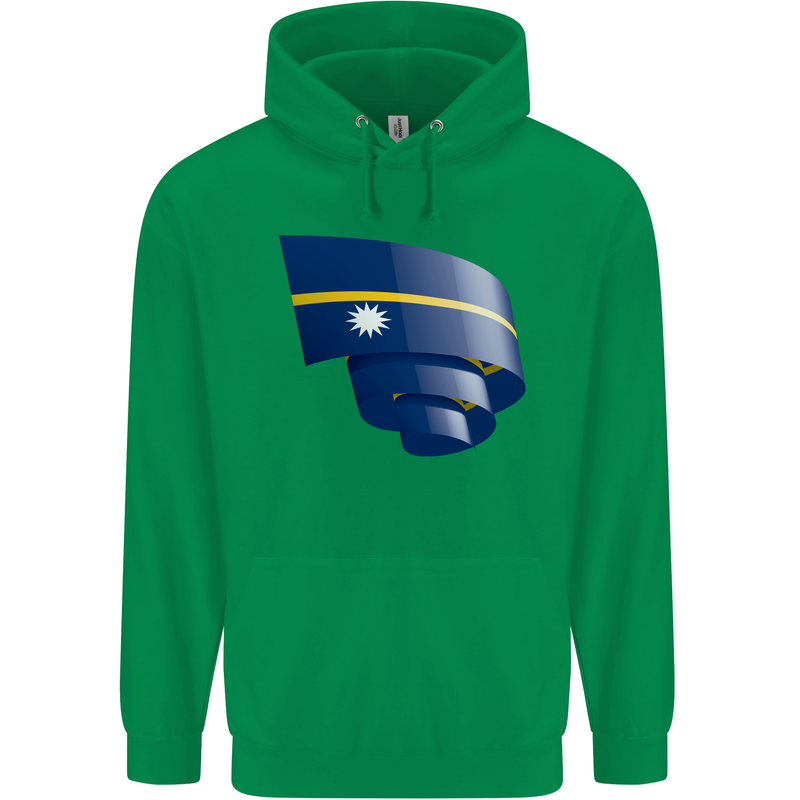Curled Nauru Flag Nauruan Day Football Mens 80% Cotton Hoodie Irish Green