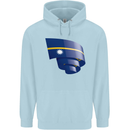Curled Nauru Flag Nauruan Day Football Mens 80% Cotton Hoodie Light Blue