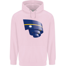Curled Nauru Flag Nauruan Day Football Mens 80% Cotton Hoodie Light Pink
