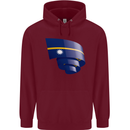 Curled Nauru Flag Nauruan Day Football Mens 80% Cotton Hoodie Maroon