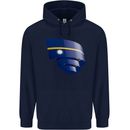 Curled Nauru Flag Nauruan Day Football Mens 80% Cotton Hoodie Navy Blue