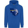 Curled Nauru Flag Nauruan Day Football Mens 80% Cotton Hoodie Royal Blue