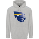 Curled Nauru Flag Nauruan Day Football Mens 80% Cotton Hoodie Sports Grey