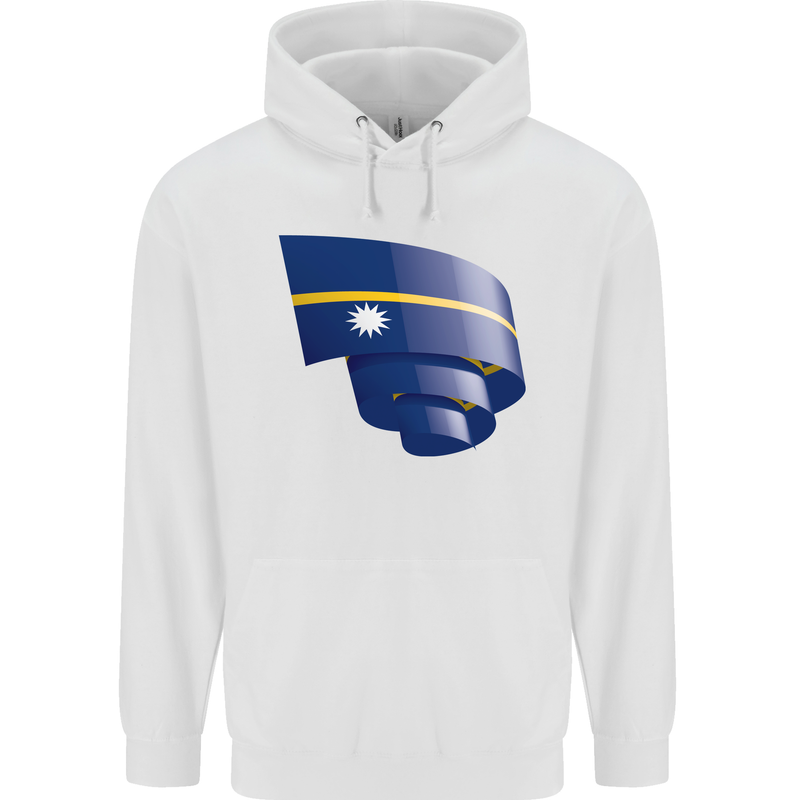Curled Nauru Flag Nauruan Day Football Mens 80% Cotton Hoodie White