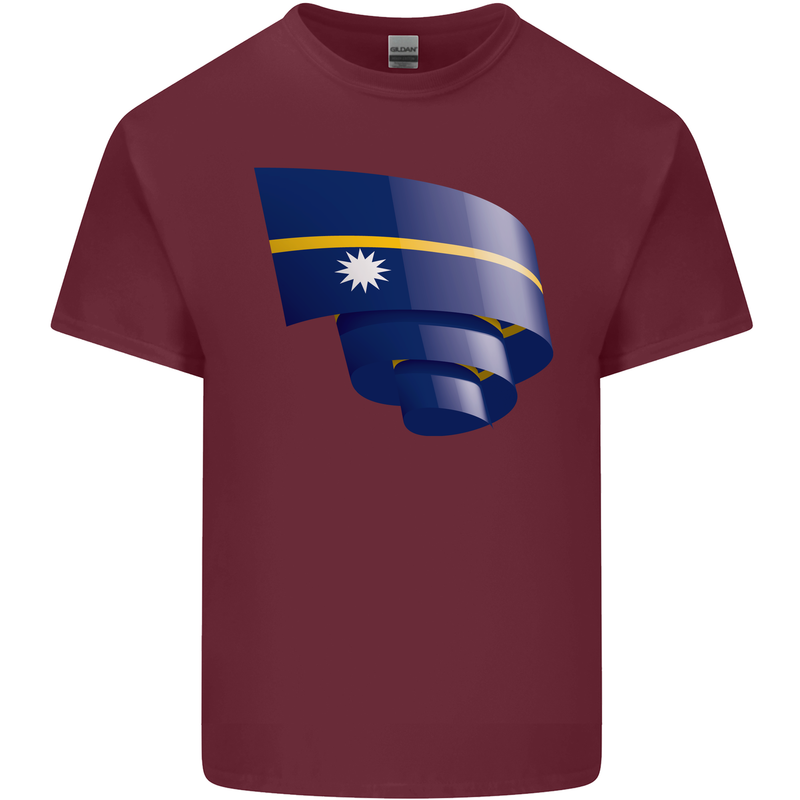 Curled Nauru Flag Nauruan Day Football Mens Cotton T-Shirt Tee Top Maroon
