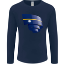 Curled Nauru Flag Nauruan Day Football Mens Long Sleeve T-Shirt Navy Blue