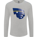 Curled Nauru Flag Nauruan Day Football Mens Long Sleeve T-Shirt Sports Grey