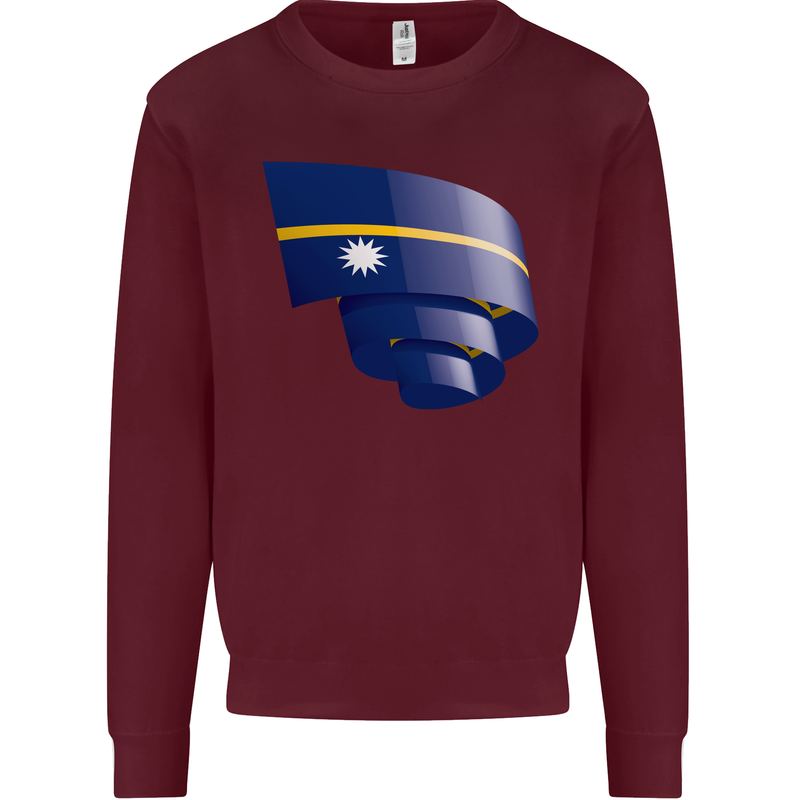 Curled Nauru Flag Nauruan Day Football Mens Sweatshirt Jumper Maroon