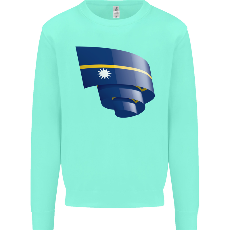Curled Nauru Flag Nauruan Day Football Mens Sweatshirt Jumper Peppermint