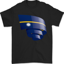 Curled Nauru Flag Nauruan Day Football Mens T-Shirt 100% Cotton Black