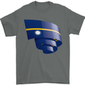 Curled Nauru Flag Nauruan Day Football Mens T-Shirt 100% Cotton Charcoal
