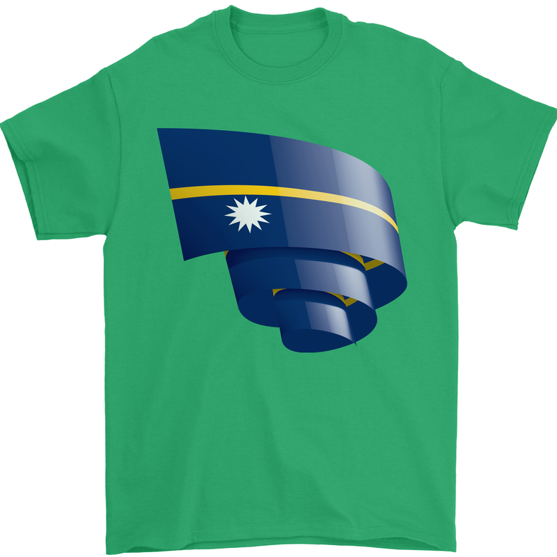 Curled Nauru Flag Nauruan Day Football Mens T-Shirt 100% Cotton Irish Green