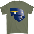 Curled Nauru Flag Nauruan Day Football Mens T-Shirt 100% Cotton Military Green