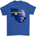 Curled Nauru Flag Nauruan Day Football Mens T-Shirt 100% Cotton Royal Blue