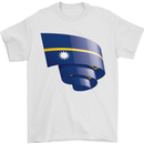 Curled Nauru Flag Nauruan Day Football Mens T-Shirt 100% Cotton White