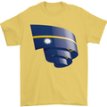 Curled Nauru Flag Nauruan Day Football Mens T-Shirt 100% Cotton Yellow