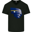 Curled Nauru Flag Nauruan Day Football Mens V-Neck Cotton T-Shirt Black