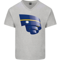 Curled Nauru Flag Nauruan Day Football Mens V-Neck Cotton T-Shirt Sports Grey