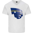 Curled Nauru Flag Nauruan Day Football Mens V-Neck Cotton T-Shirt White