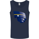 Curled Nauru Flag Nauruan Day Football Mens Vest Tank Top Navy Blue