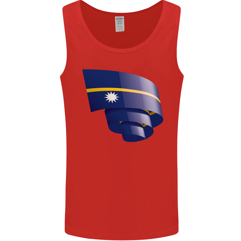 Curled Nauru Flag Nauruan Day Football Mens Vest Tank Top Red