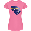 Curled Nauru Flag Nauruan Day Football Womens Petite Cut T-Shirt Azalea