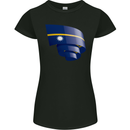 Curled Nauru Flag Nauruan Day Football Womens Petite Cut T-Shirt Black