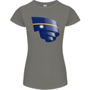 Curled Nauru Flag Nauruan Day Football Womens Petite Cut T-Shirt Charcoal