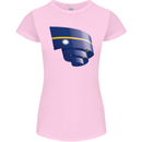 Curled Nauru Flag Nauruan Day Football Womens Petite Cut T-Shirt Light Pink