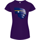 Curled Nauru Flag Nauruan Day Football Womens Petite Cut T-Shirt Purple